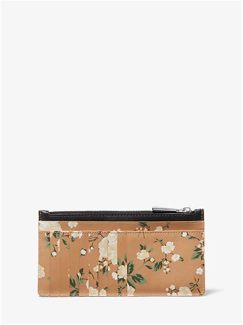 michael kors floral card case|Large Studded Floral Leather Card Case .